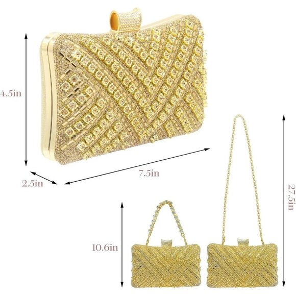 Sparkly Rhinestone Clutch for Women, Crystal Evening Bag for Wedding & Prom - Picture 7 of 7